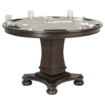 Sunset Trading Vegas 48" Round Reversible Top Wood Dining/Poker Table in Gray