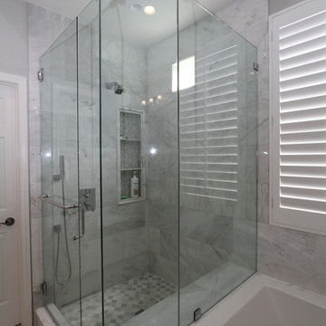 Huntington Beach Gray and White Marble Bathrooms