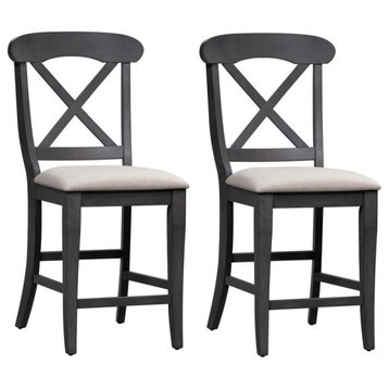 Uph X Back Counter Chair (RTA)-Set of 2 Traditional Grey
