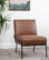 Armless Accent Chair, Brown Faux Leather Without Pintuck