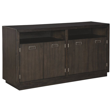 Ashley Furniture Hyndell 4 Door Server in Dark Brown