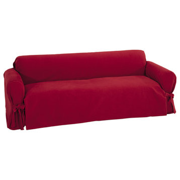 Classic Slipcovers Brushed Twill 1-Piece Loveseat Slipcover Solid Red