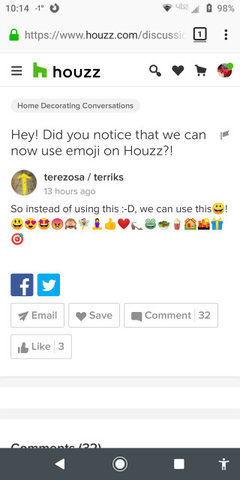Hey! Did you notice that we can now use emoji on Houzz?!
