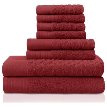8 Piece Turkish Cotton Quick Drying Towel Set, Maroon