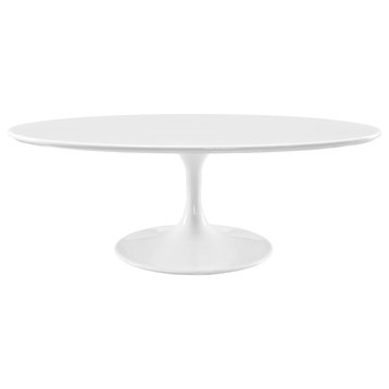 Modern Contemporary Urban Mid Century Living Coffee Table, White, Metal Wood