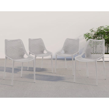 Mykonos Outdoor Patio Dining Chair (Set of 4), Grey, Armless