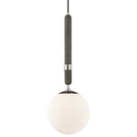 Mitzi by Hudson Valley Lighting - Brielle 1-Light Large Pendant, Polished Nickel - Brielle brings concrete to the party. Grey and a bit rough with heterogeneous flecks, the material introduces instant textural intrigue to a space. Classic white shades and metal cuffs around the cylindrical body contrast the concrete and give it an elegant, contemporary feel.