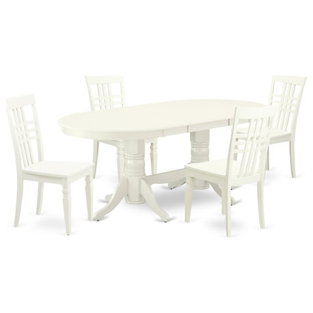 Valg5-Lwh-W, 5-Piece Dining Set Table With Self Storing and 4 Chairs