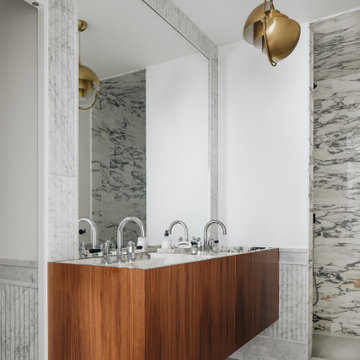 Luxury Marble and Walnut Bathroom Vanity
