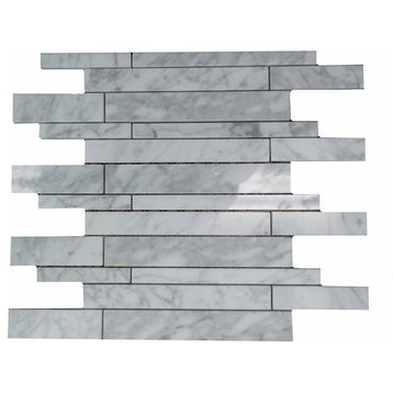 Bianco Carrara Polished Marble Random Length Mosaic Tile