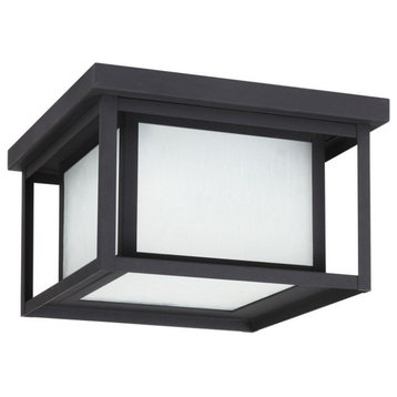 75W Two Light Outdoor Flush Mount-Black Finish-LED Lamping Type - Outdoor