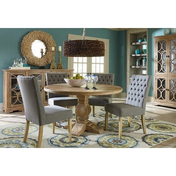 Pengrove 48-Inch Round Mango Wood Dining Table in Antique Oak Finish