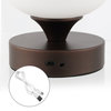 Owen 6.13" Bohemian Farmhouse Iron Rechargeable Integrated LED Table Lamp, Black
