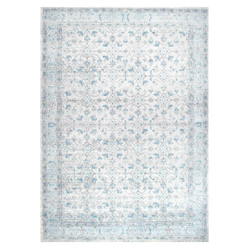 Mist Floral Vintage Rug, Aqua, 9'x12'
