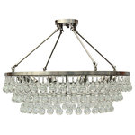 LightUpMyHome - Lightupmyhome Celeste Flush Glass Drop Crystal Chandelier Brushed Nickel 32" - This gorgeous crystal chandelier will certainly capture the attention of your guests. This stunning 10 light design will light up your home with elegance and class. A beautiful brushed nickel frame and hundreds of large drops of crystals ensure that this chandelier will be a great focal point of any room.