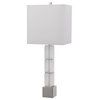 Luxe Bubbled Art Glass Modern Table Lamp Stacked Rectangles Silver Cube White