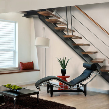 Escalier 1/2 tournant en bois et acier