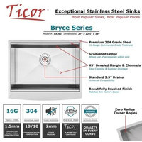 27" Zero Radius Apron Front 16G Stainless Steel Single Basin Kitchen Sink