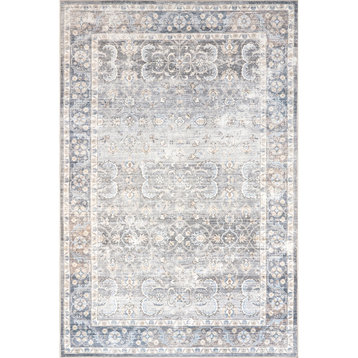 nuLOOM Machine Washable Ivette Persian Stain Repellent Area Rug, Gray 8' x 10'