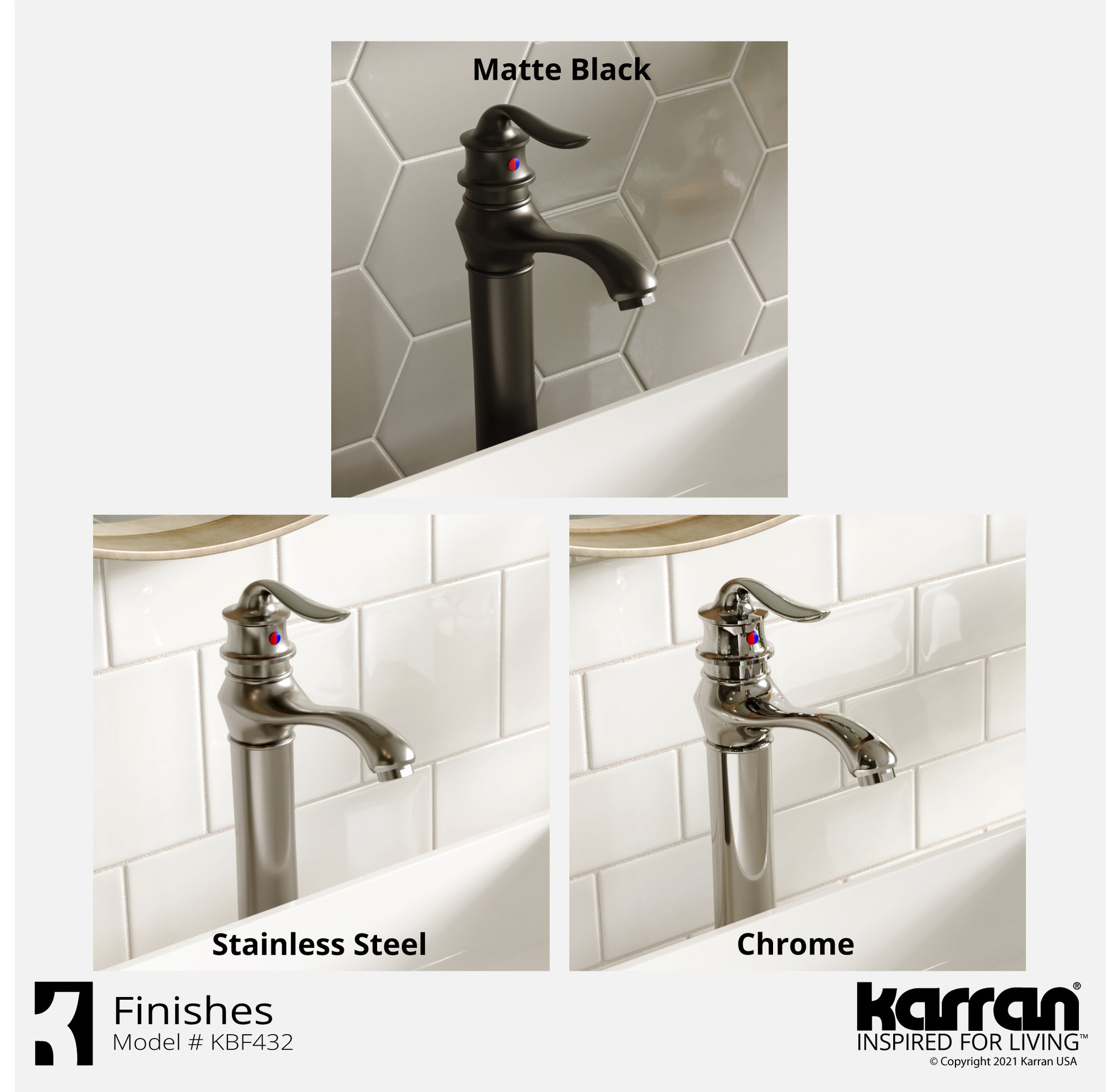 Karran KBF432 1-Hole 1-Handle Vessel Faucet With Pop-up Drain, Matte Black