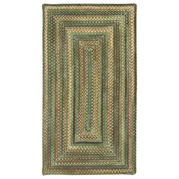 Eaton Concentric Braided Rectangle Rug, Green, 2'3"x9' Runner