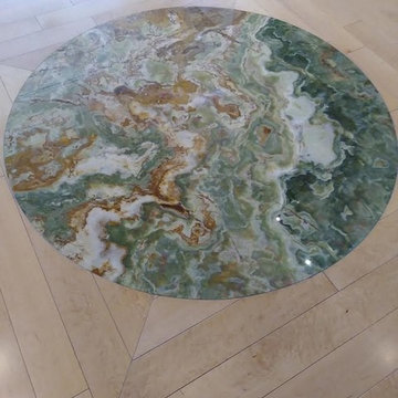 Custom Hardwood with Stone Detail
