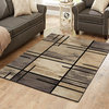 Transitional Area Rug, Abstract Grid Geometric Patterned Polypropylene, Pewter