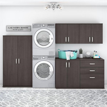 Universal 5 Piece Laundry Room Storage Set in Storm Gray - Engineered Wood
