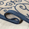 Madrid Vintage Filigree Textured Weave Indoor/Outdoor, Navy/Beige, 2 X 10