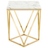 Vertex Gold Metal Stainless Steel End Table, Gold White