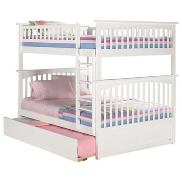 AFI Columbia Urban Full Over Full Trundle Solid Wood Bunk Bed in White