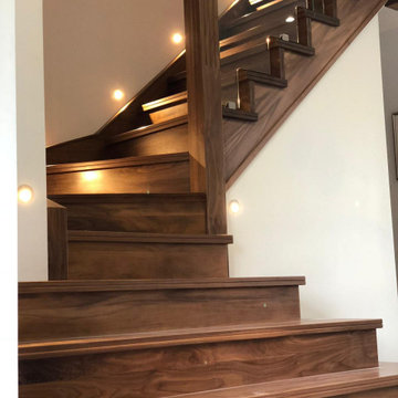 New Cutstring Staircase | Walnut & Glass | Crewe