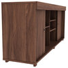 Modern TV Stand, 2 Sliding Doors & Open Shelf for Additional Storage, Walnut