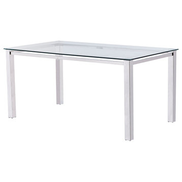 Ajay Modern Glass 63" Rectangular Dining Table