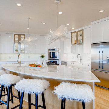 Unique pendants over island
