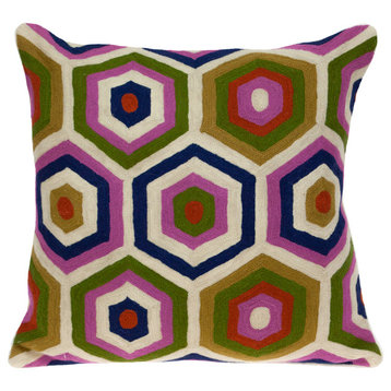 Parkland Collection Acia Contemporary Multicolored Pillow Cover With Poly Insert