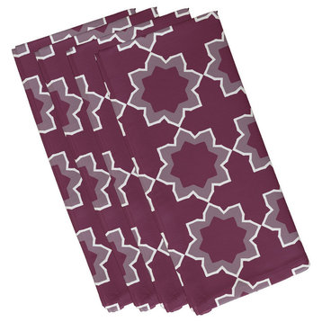 Bohemian, Geometric Print Napkin, Purple, Set of 4
