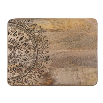 Boho Wood Cutting or Charcuterie Board with Laser cut Design, Natural