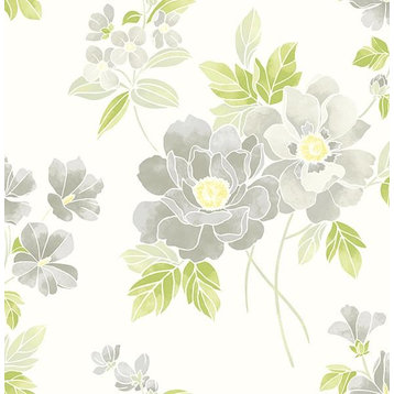 A-Street Prints by Brewster 2656-004021 Claressa Grey Floral Wallpaper