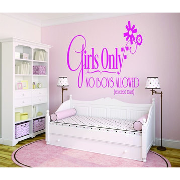 Decal, Girls Only No Boys Allowed (Except Dad) Bedroom, 20x30"