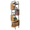 OS Home and Office Industrial 69" 5-Shelf Pipe Bookcase, Metal/Reclaimed Wood