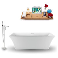 Streamline 67" Freestanding Tub, Faucet and Tray Set, H-120 Faucet