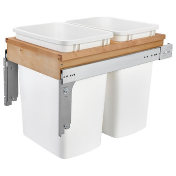 Wood Top Mount Pull Out Double Trash/Waste Containers, 14.5", 2 35 qt./8.75 gal