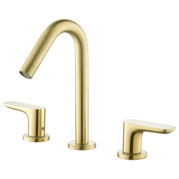 Double Handle Deck Mounted Bathroom Sink Faucet, Brushed Gold