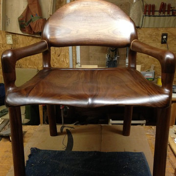 Black Walnut writing desk and lowback chair