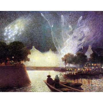 Ferdinand Du Puigaudeau Fireworks Over the Port Wall Decal Print