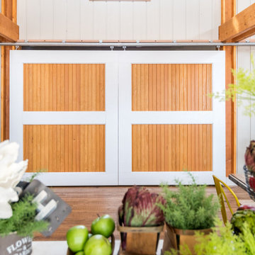 Interior barn doors become art in a tasting kitchen