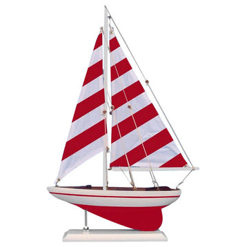 Pacific Sailer, Sailboat Decor, Red Striped, 25"
