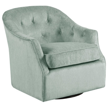 Madison Park Calvin Curved Wide Back Swivel Accent Chair, Light Green
