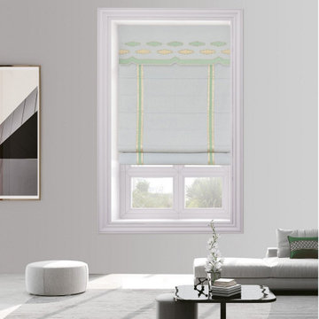 QYBHF745 High Quality Chenille Grey Custom Made Roman Blinds For Home Decoration